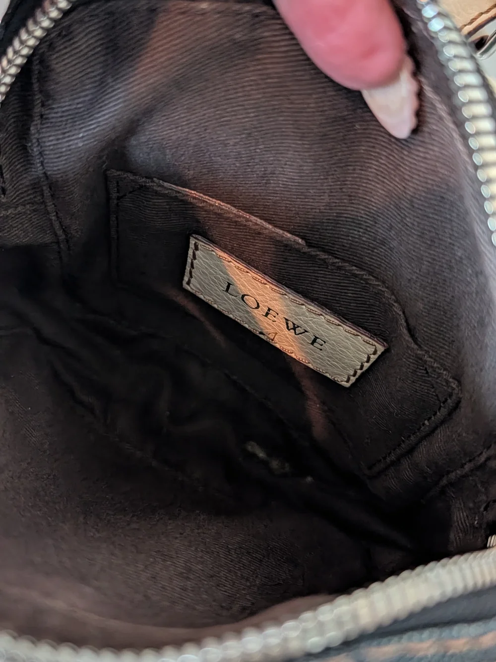 Loewe Denim Wood Beaded Anagram Crossbody Bag